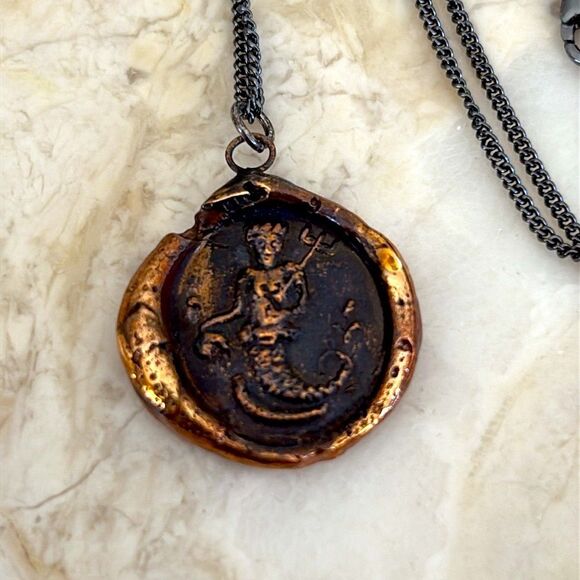 NEW Pyrrha “Neptune” Talisman Rare Retired Bronze & Sterling Silver - Picture 3 of 11